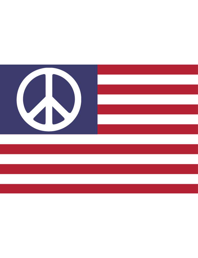 Drapeau peace US - 9.5x6.3cm - Sticker/autocollant
