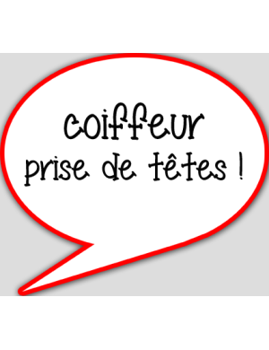 coiffeur prise de tête - 15x13.5cm - sticker/autocollant