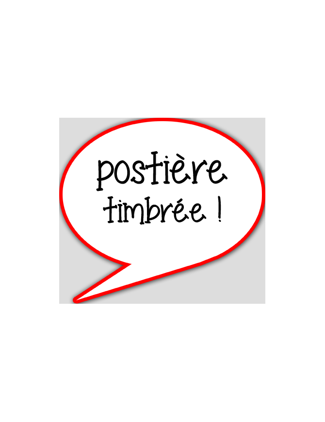 postière timbrée - 10x9cm - sticker/autocollant