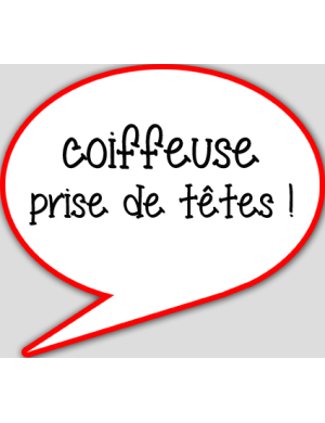 coiffeuse prise de tête - 10x9cm - sticker/autocollant