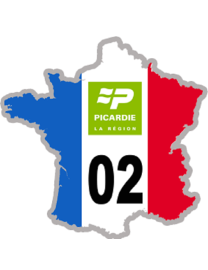 FRANCE 02 Picardie - 5x5cm - Sticker/autocollant