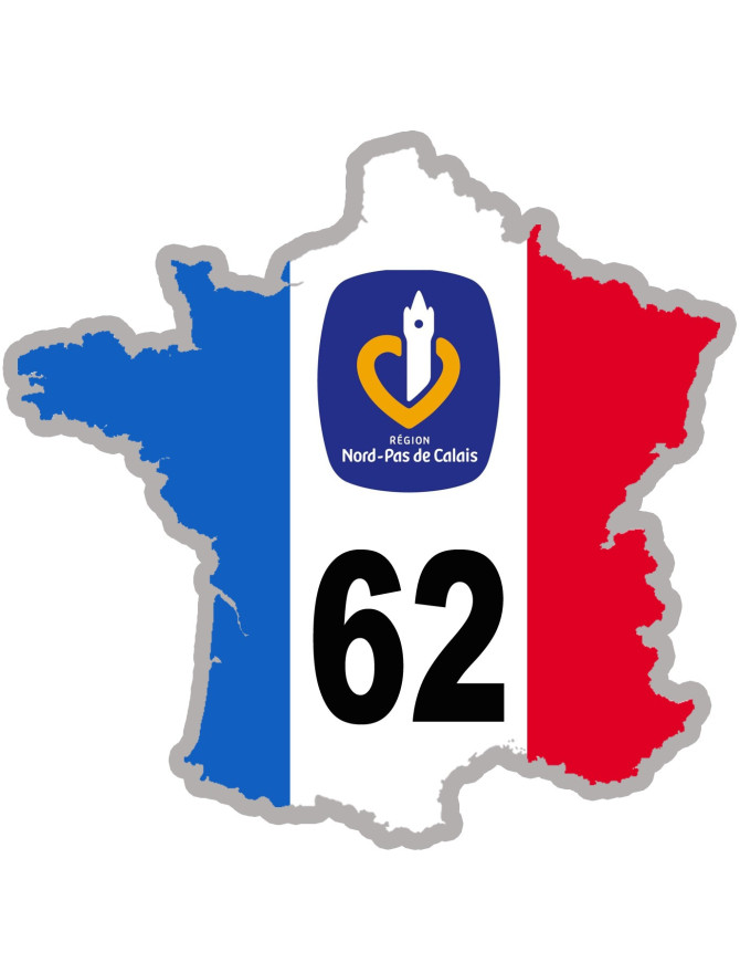 62 France Nord-Pas de Calais - 15x15cm - Sticker/autocollant