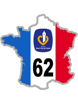 62 France Nord-Pas de Calais - 20x20cm - Sticker/autocollant