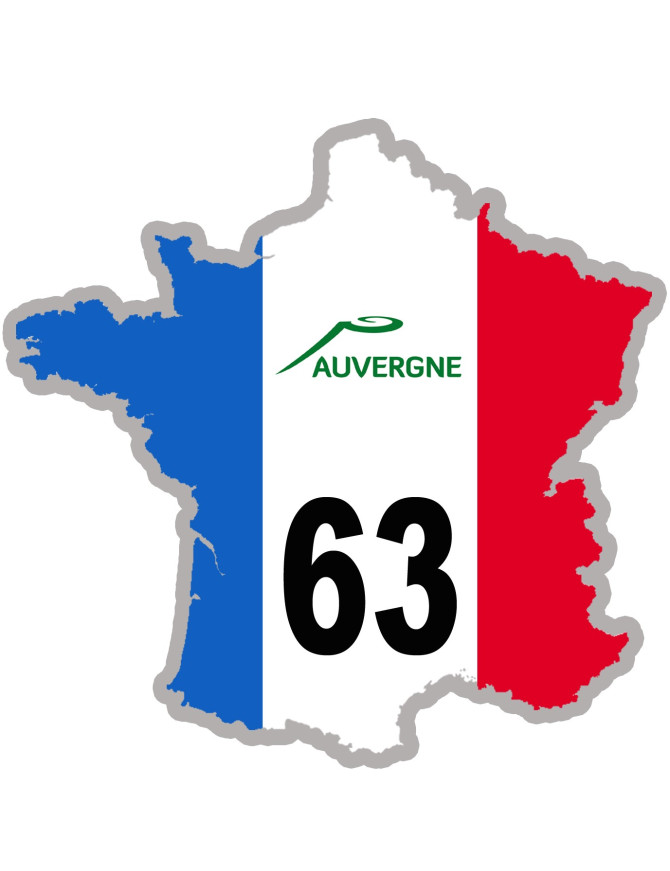 63 France région Auvergne - 20x20cm - Sticker/autocollant
