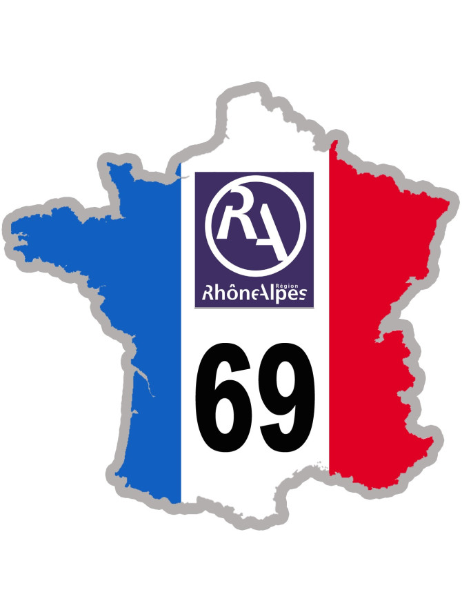FRANCE 69 Rhône Alpes - 5x5cm - Sticker/autocollant