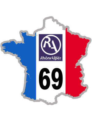 FRANCE 69 Rhône Alpes - 15x15cm - Sticker/autocollant