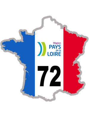 FRANCE 72 Pays de la Loire - 20x20cm - Sticker/autocollant