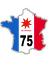 FRANCE 75 Ile de France - 20x20cm - Sticker/autocollant