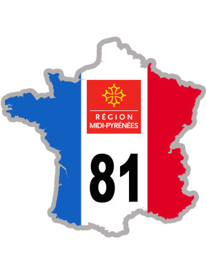 FRANCE 81 Midi Pyrénées - 15x15cm - Sticker/autocollant