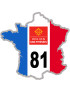 FRANCE 81 Midi Pyrénées - 15x15cm - Sticker/autocollant