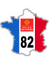 FRANCE 82 Midi Pyrénées - 15x15cm - Sticker/autocollant