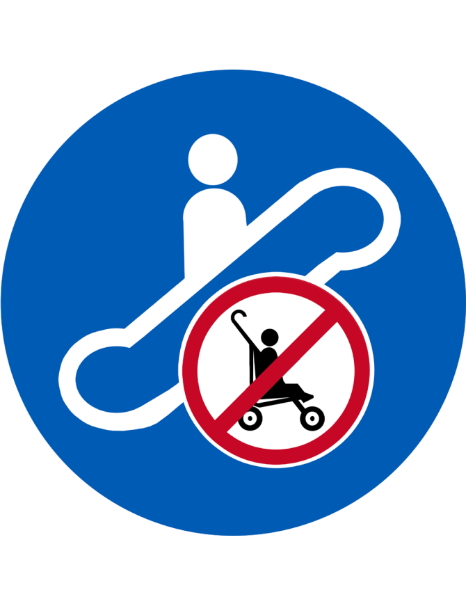Escalateur poussette interdite - 20cm - Sticker/autocollant