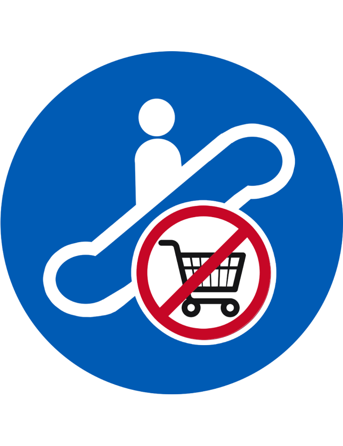 Escalateur interdit aux caddys - 5cm - Sticker/autocollant