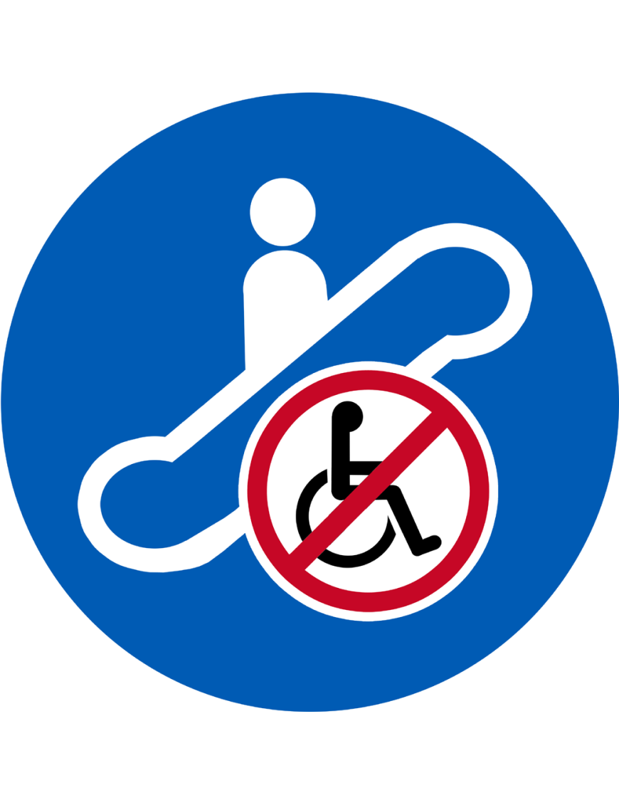 Escalateur interdit sièges handicap moteur - 10cm - Sticker/autocolla