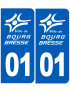 immatriculation 01 Bourg en Bresse - Sticker/autocollant