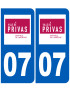 immatriculation 07 Privas - Sticker/autocollant