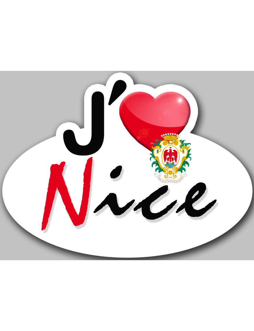 j'aime Nice - 5x3.5cm - Sticker/autocollant