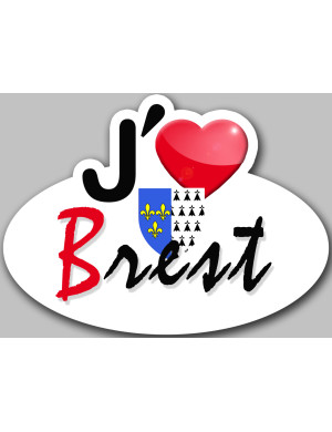 j'aime Brest - 5x3.7cm - Sticker/autocollant