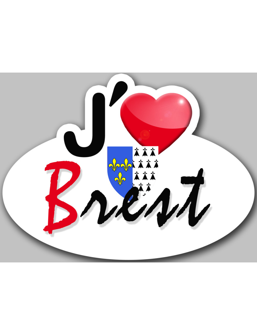 j'aime Brest - 5x3.7cm - Sticker/autocollant