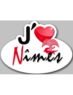 j'aime Nîmes - 5x3.7cm - Sticker/autocollant