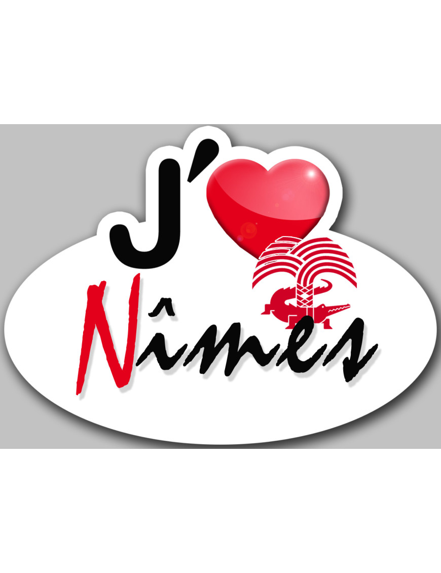 j'aime Nîmes - 5x3.7cm - Sticker/autocollant