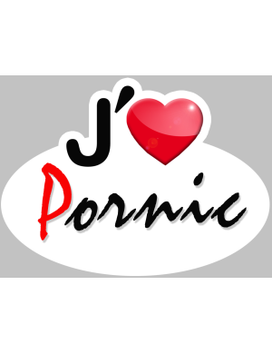 j'aime Pornic - 5x3.7cm - Sticker/autocollant