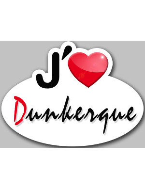 j'aime Dunkerque - 5x3.7cm - Sticker/autocollant