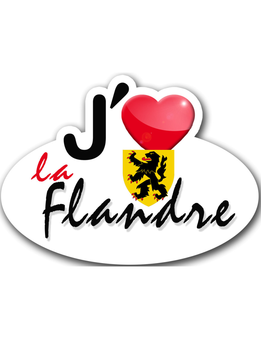 j'aime La Flandre - 5x3.7cm - Sticker/autocollant