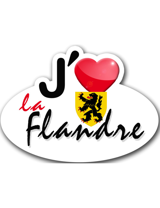 j'aime La Flandre - 5x3.7cm - Sticker/autocollant