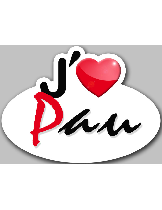 j'aime Pau - 5x3.7cm - Sticker/autocollant