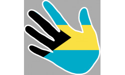 Autocollant (sticker): drapeau Bahamas main
