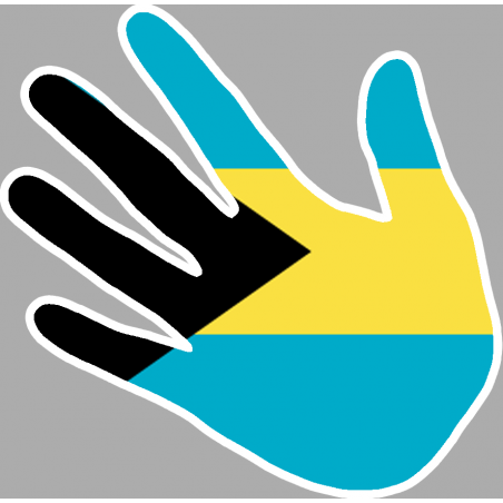 Autocollant (sticker): drapeau Bahamas main