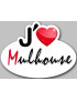 j'aime Mulhouse - 5x3.7cm - Sticker/autocollant
