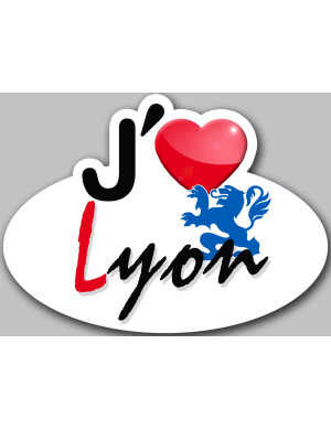 j'aime Lyon - 5x3.7cm - Sticker/autocollant