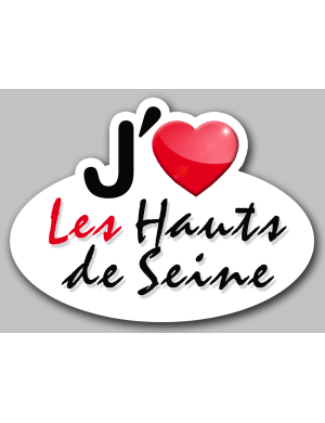 j'aime Les Hauts de Seine (15x11cm) - Sticker/autocollant