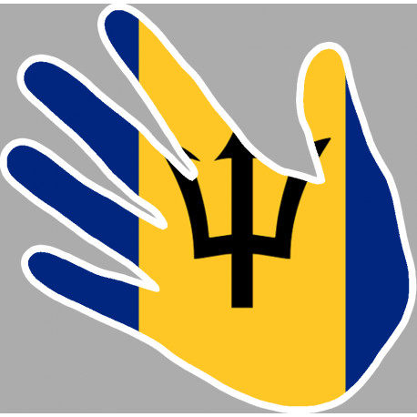 Autocollant (sticker): drapeau Barbados main