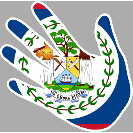 Autocollant (sticker): drapeau Belize main