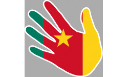 Autocollant (sticker): drapeau cameroun main