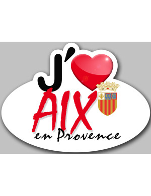J'aime Aix-en-Provence - 5x3.7cm - Sticker/autocollant
