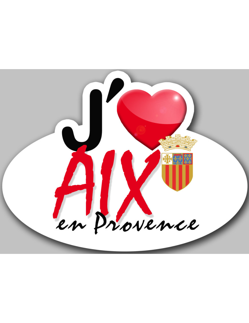 J'aime Aix-en-Provence - 5x3.7cm - Sticker/autocollant