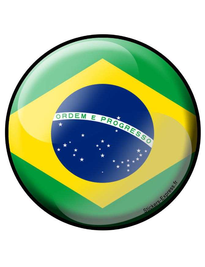 Brésil rond - 10x10cm - Sticker/autocollant