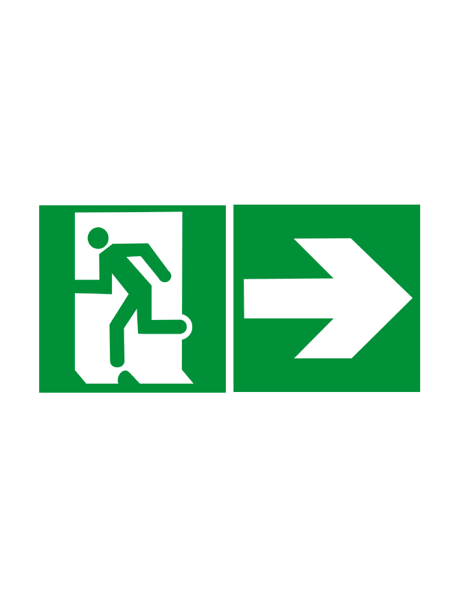 sortie de secours droite (2fois 15x15cm) - sticker/autocollant