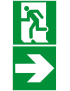 sortie de secours droite dessous (2fois 20x20cm) - sticker/autocollant