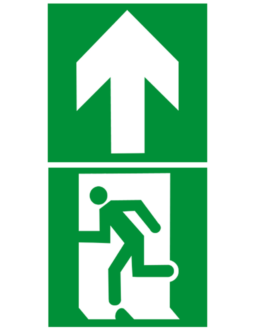 sortie de secours haut dessus (2fois 15x15cm) - sticker/autocollant