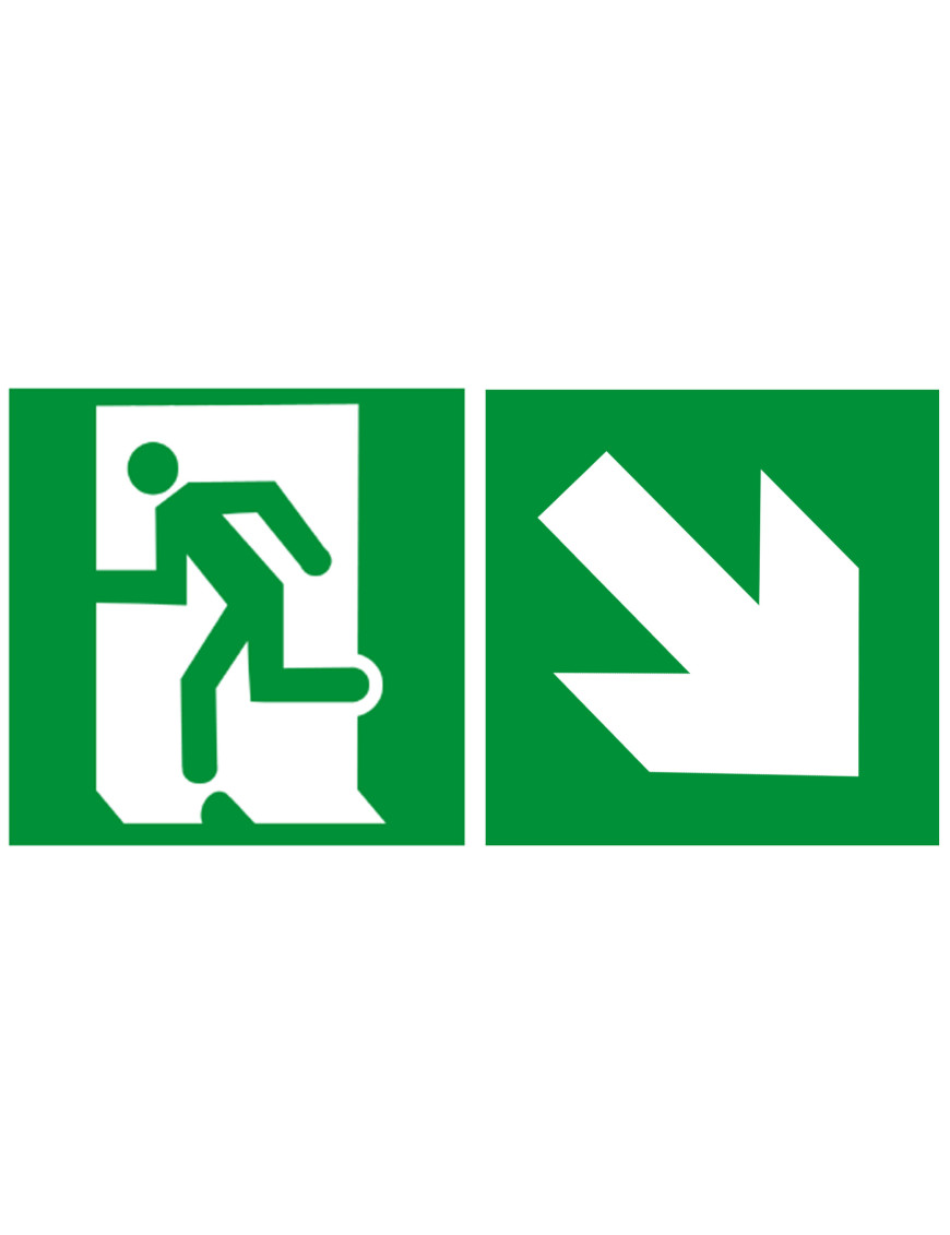 sortie de secours droite bas (2fois 5x5cm) - sticker/autocollant
