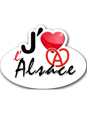 j'aime l'Alsace - 5x3.7cm - Sticker/autocollant