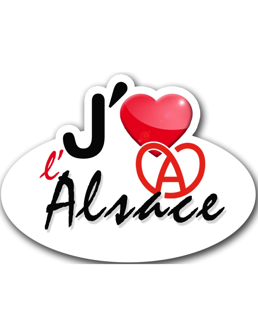 j'aime l'Alsace - 5x3.7cm - Sticker/autocollant
