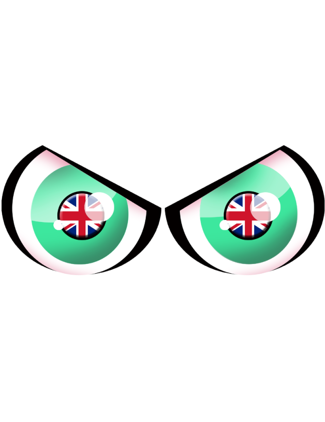 Paire d'yeux Anglais - 14x6cm - Sticker/autocollant