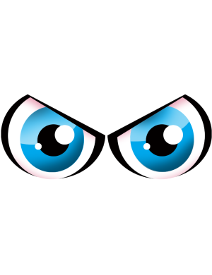 Paire d'yeux bleus - 14x6cm - Sticker/autocollant