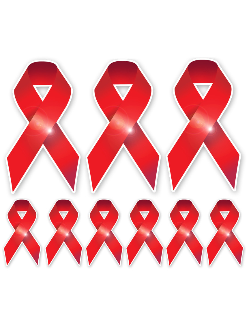 soutien contre le sida - 3fois 10x5.7cm - 6fois 5x2.7cm - Sticker/auto